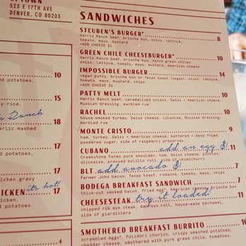 Steuben's Uptown - Menu - Diners Near Me - Denver, Colorado