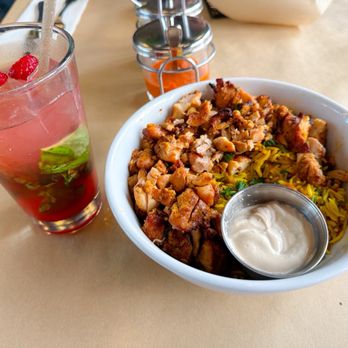 Oren's Hummus - Rice Bowl w/ Chicken Skewer - Mediterranean Near Me - Cupertino, California Oren's Hummus - Rice Bowl w/ Chicken Skewer - Mediterranean Near Me - Cupertino, California