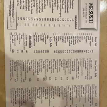 Mr Sushi - the menu for the restaurant - Sushi Bars Near Me - Dublin, Ohio