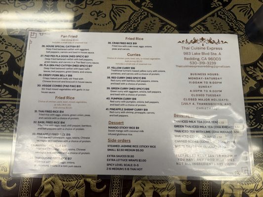 Menu photo 1 Thai Cuisine Express Redding, CA Menu photo 1 Thai Cuisine Express Redding, CA
