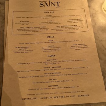 Saint - Menu - New American Near Me - New York, New York