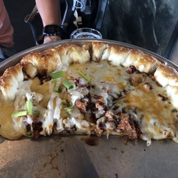 Skybar Gourmet Pizza - Half Smokey BBQ, Half cheeseburger - Pizza Near Me - Eureka Springs, Arkansas