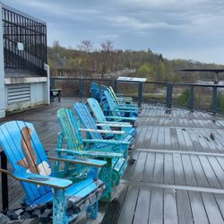 Gardiner Waterfront Park - Painted adirondacks on the observation deck