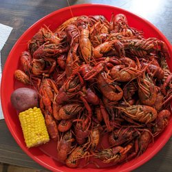 T'Mels Seafood Market - Boiled crawfish, corn and potato.