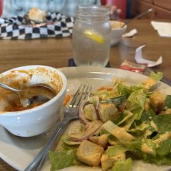 Knob & Kettle Restaurant and Lounge - Tomato soup and salad.