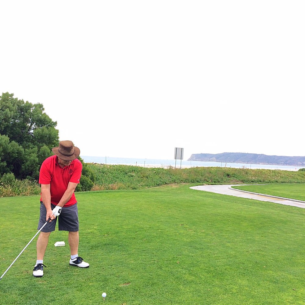 Sea N Air Golf Course - Dad about to Tee off right by the ocean - Golf Near Me - Coronado, California Sea N Air Golf Course - Dad about to Tee off right by the ocean - Golf Near Me - Coronado, California