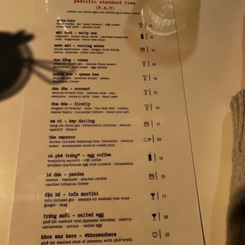 Phocific Standard Time - Menu - Vietnamese Near Me - Seattle, Washington