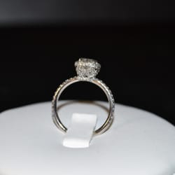 james & Co - Cushion Cut Diamond set in a Halo setting with micro pave diamonds
