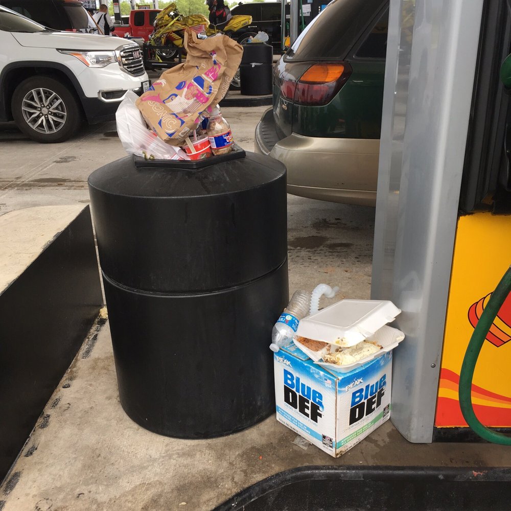 Every single bin was full. Bathroom was also a shit show.