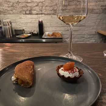 Coach House - Kumquat Tart | Green Onion Mousse Adai | Prawn, Pineapple Chutney, Malwani Masala - Indian Near Me - Chicago, Illinois Coach House - Kumquat Tart | Green Onion Mousse Adai | Prawn, Pineapple Chutney, Malwani Masala - Indian Near Me - Chicago, Illinois