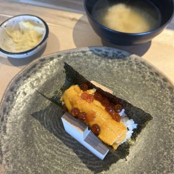 Jak Handroll - Uni handroll with ginger and miso soup - Japanese Near Me - Duluth, Georgia