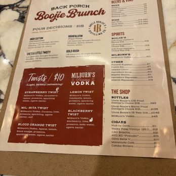 Uncle Boojie's - Cocktail menu -- October 2026 - Distilleries Near Me - Louisville, Kentucky