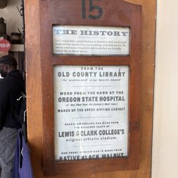 Vintage signage near waiting area for line