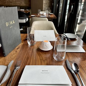 Boka - Nice touch for their menu :) - New American Near Me - Chicago, Illinois