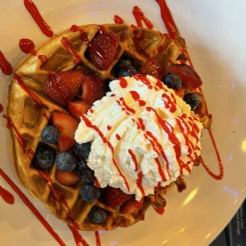 Brian’s Brunch A Torium - Berry waffle with strawberry drizzle with whipped cream - Breakfast & Brunch Near Me - Fairfax, Virginia Brian’s Brunch A Torium - Berry waffle with strawberry drizzle with whipped cream - Breakfast & Brunch Near Me - Fairfax, Virginia