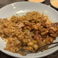 Yukihana Japanese Steak House - Noodles, chicken and fried rice and veggies
