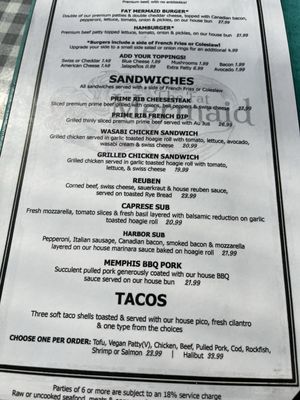Menu photo 1 The Fat Mermaid Valdez, AK Menu photo 1 The Fat Mermaid Valdez, AK