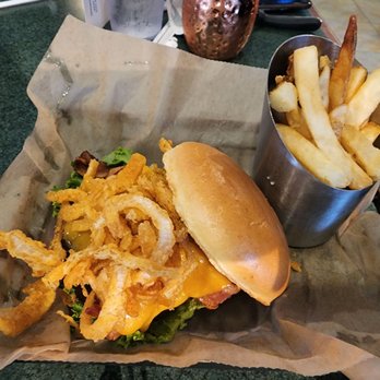The Greene Turtle Sports Bar & Grille - Cowboy Burger (with Fries) - Sports Bars Near Me - East Meadow, New York The Greene Turtle Sports Bar & Grille - Cowboy Burger (with Fries) - Sports Bars Near Me - East Meadow, New York