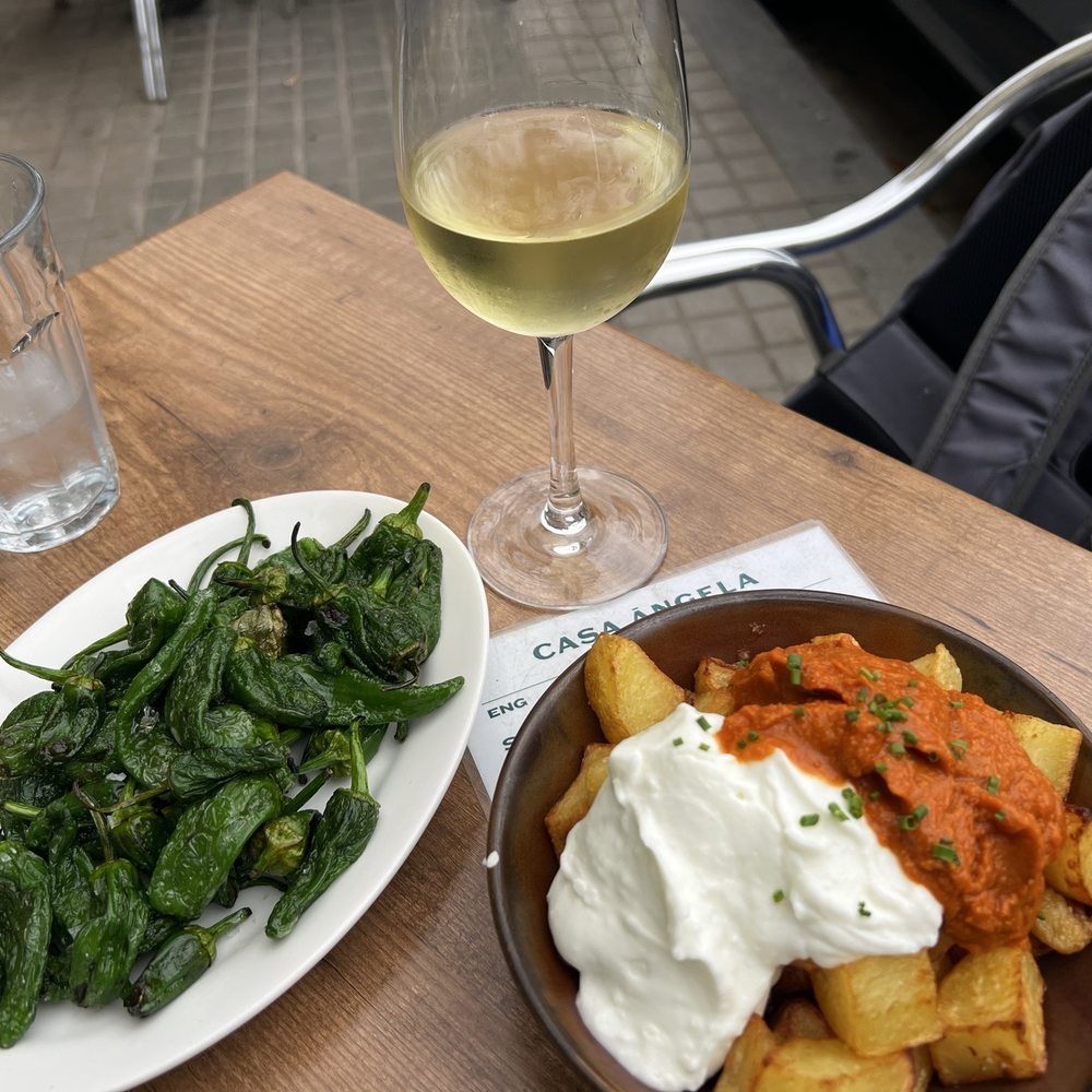 Casa Angela - House white, peppers and patata bravas - Tapas Bars Near Me - Barcelona, B