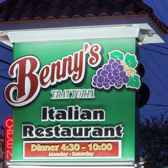 Benny's Trattoria - Outside sign - Italian Near Me - North Myrtle Beach, South Carolina Benny's Trattoria - Outside sign - Italian Near Me - North Myrtle Beach, South Carolina