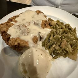 State 28 Kitchen and Cocktails - Chicken fried Steak with mashed potatoes and Green Beans Deep in the Heart of Texas