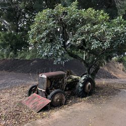 Old farm tractor,now "living art" at the front of Santos Family Farm