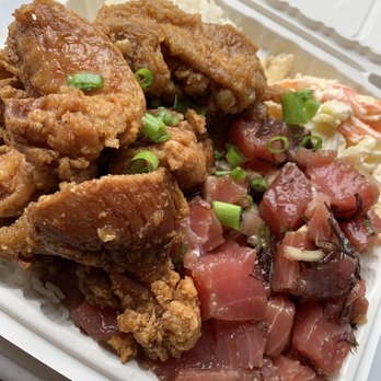 Grind Wit Tryz - Combo plate: limu poke + ono chicken - Filipino Near Me - Portland, Oregon