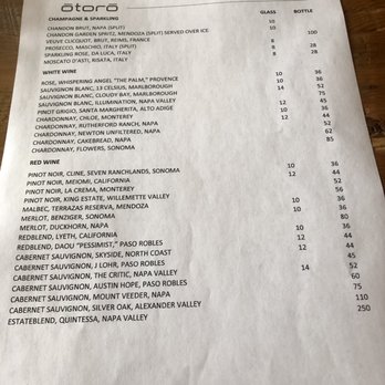 Otoro - Drink menu side 2 - Sushi Bars Near Me - Plantation, Florida