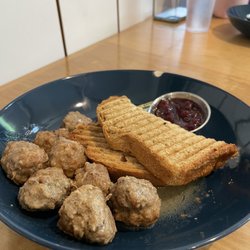 Sjolinds Chocolate House - Swedish meatballs, lingonberries and rye toast. Yum!