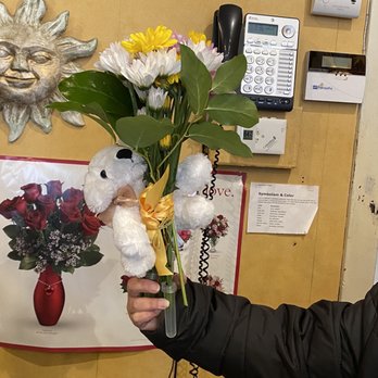 Main Street Florist - Flowers with puppy - Florists Near Me - Fall River, Massachusetts