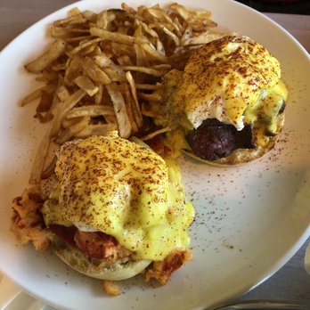 Toast Kitchen & Bar - SURF N TURF Benedict on side lobster "fresh"!! The other side Filet mignon! Must try - Breakfast & Brunch Near Me - Brea, California