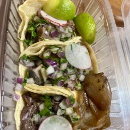 3 tacos lengua and cabeza