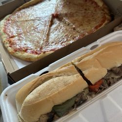 DeMarco's Restaurant & Pizzeria - Plain pie and cheesesteak deluxe