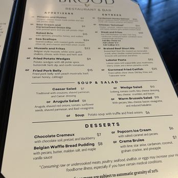 Brood Restaurant and Bar - menu - Desserts Near Me - Salem, Virginia