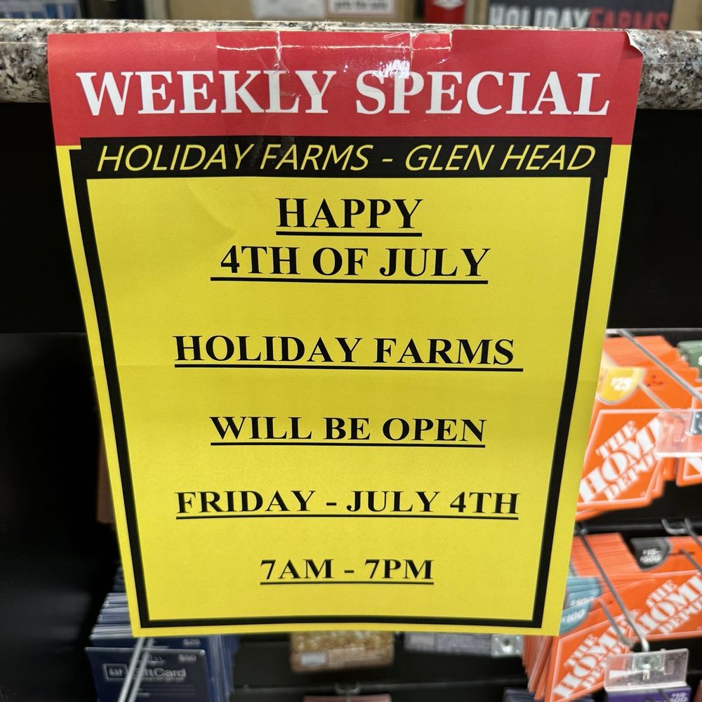 Holiday Farms - FYI for next Thursday. - Grocery Near Me - Glen Head, New York Holiday Farms - FYI for next Thursday. - Grocery Near Me - Glen Head, New York