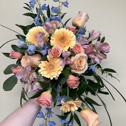 Bonnie Flowers - This colors in this pastel cascade style wedding bouquet are all the rage!
