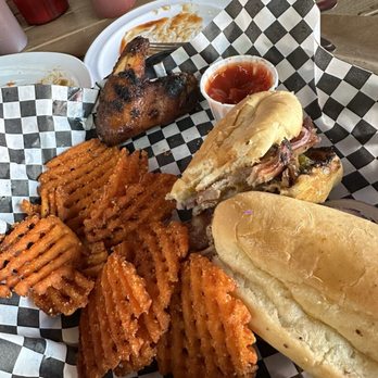 The Dunedin Smokehouse - 3 lil piggies sandwich pulled pork pork belly and bacon - Barbeque Near Me - Dunedin, Florida The Dunedin Smokehouse - 3 lil piggies sandwich pulled pork pork belly and bacon - Barbeque Near Me - Dunedin, Florida