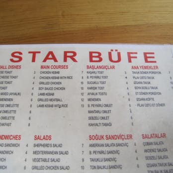 Star Büfe - menu in both English and Turkish - Fast Food Near Me - Istanbul, 34