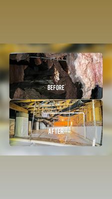 Crawlspace Encapsulation - This crawlspace transformation and mold remediation project was completed to rid the home of Mold, High Humidity, Mice, Insects & Energy Loss! We began by removing all existing mice infested insulation and other construction debris before systematically disinfecting the entire crawlspace of mold and other harmful microbial growth. Subsequently, we installed our signature Bora Foam Insulation to the foundation walls and Closed Cell Spray Foam to the Rim Joists and any other gaps and cracks. Our next step was to Install our 45 mil vapor barrier to the piers, floors and walls to create a fully vapor sealed crawlspace encapsulation. Finally, we installed the Professional Grade Dehumidifier with a dedicated condensation line paired with a Wifi Certified Thermo/Hygrometer (24/7 Humidity & Temperature Monitoring via Smart Phone). Our client was thrilled with the finished product and immediately stopped experiencing allergies in their home and noticed the musty odor was completely gone for good! Crawlspace Encapsulation - This crawlspace transformation and mold remediation project was completed to rid the home of Mold, High Humidity, Mice, Insects & Energy Loss! We began by removing all existing mice infested insulation and other construction debris before systematically disinfecting the entire crawlspace of mold and other harmful microbial growth. Subsequently, we installed our signature Bora Foam Insulation to the foundation walls and Closed Cell Spray Foam to the Rim Joists and any other gaps and cracks. Our next step was to Install our 45 mil vapor barrier to the piers, floors and walls to create a fully vapor sealed crawlspace encapsulation. Finally, we installed the Professional Grade Dehumidifier with a dedicated condensation line paired with a Wifi Certified Thermo/Hygrometer (24/7 Humidity & Temperature Monitoring via Smart Phone). Our client was thrilled with the finished product and immediately stopped experiencing allergies in their home and noticed the musty odor was completely gone for good!