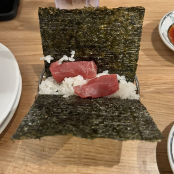 Waraku - Tuna "handroll" ... yes it came like this. - Izakaya Near Me - Torrance, California Waraku - Tuna "handroll" ... yes it came like this. - Izakaya Near Me - Torrance, California