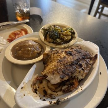 Loyd Have Mercy - Blackened fish and shrimp   Mashed potatoes and brown gravy  Brussels sprouts grilled delicious - Seafood Near Me - Titusville, Florida