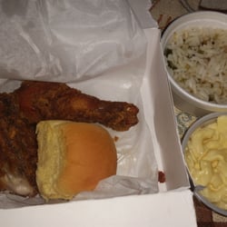 Walt's Chicken Express - Noms... 2pc Dark Meat Chicken with Spicy Rice and Macaroni Salad. Delish!