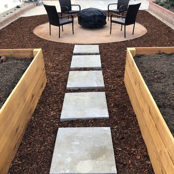 Hidden Gem Landscaping - finished! decomposed granite pad, concrete pavers, garden boxes, and mulch - Landscaping Near Me Hidden Gem Landscaping - finished! decomposed granite pad, concrete pavers, garden boxes, and mulch - Landscaping Near Me