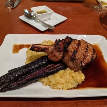 Fireside Restaurant - Pork chop with gratin and purple carrots - New American Near Me - Port Ludlow, Washington Fireside Restaurant - Pork chop with gratin and purple carrots - New American Near Me - Port Ludlow, Washington