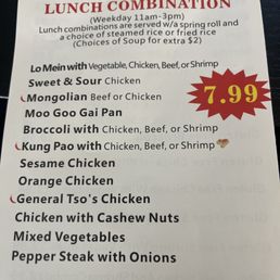 Lunch menu