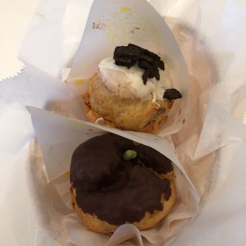 Beard Papa's - Chocolate w/green tea and cookies and cream w/ cookies and cream filling - Bakeries Near Me - Katy, Texas