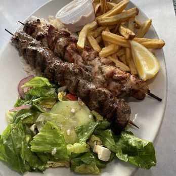 Athena Grill - Mix grill beef and chicken with salad, rice and fries - Greek Near Me - Santa Clara, California Athena Grill - Mix grill beef and chicken with salad, rice and fries - Greek Near Me - Santa Clara, California