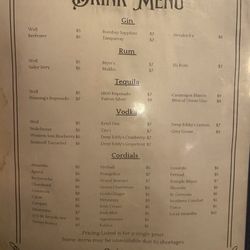 Murphy's Law - Drink menu