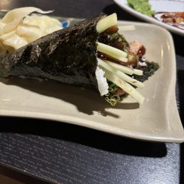 Salmon skin hand roll Salmon skin hand roll
