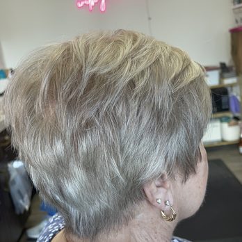 Shear Cut Salon - Gray blending color and a pixie haircut - Hair Stylists Near Me - Park Ridge, Illinois Shear Cut Salon - Gray blending color and a pixie haircut - Hair Stylists Near Me - Park Ridge, Illinois